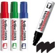 A picture of four coloured white board makers, red, green, blue and black. 